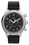 Timex ® Waterbury Metropolitan Chronograph Leather Strap Watch, 41mm In Black