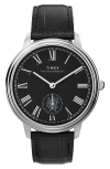 Timex ® Waterbury Metropolitan Leather Strap Watch, 39mm In Black