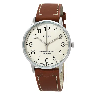 Timex Waterbury Quartz White Dial Men's Watch Tw2r25600 In Brown / White