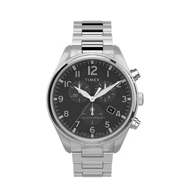 Timex Waterbury Traditional Chronograph Quartz Black Dial Men's Watch Tw2t70300 In Metallic