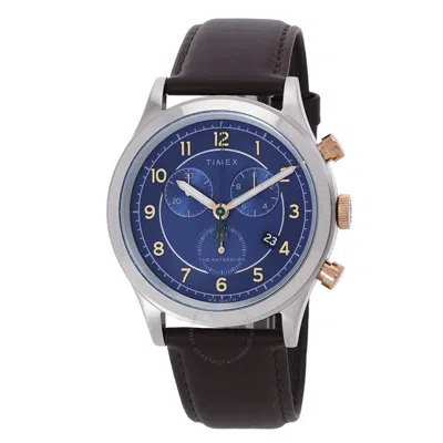Timex Waterbury Traditional Chronograph Quartz Blue Dial Men's Watch Tw2v28600 In Black