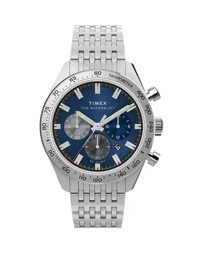 Timex Mens Blue Tw2y18500 Waterbury Traditional Chronograph Stainless-steel Bracelet Watch