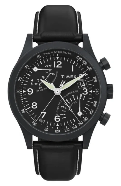 Timex Waterbury Traditional Fly Back Chronograph 43mm In Black