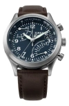 Timex ® Waterbury Traditional Fly Back Chronograph Leather Strap Watch, 43mm In Brown