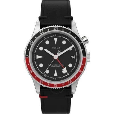 Timex Waterbury Traditional Gmt Quartz Black Dial Men's Watch Tw2w22800 In Red/silver Tone/black