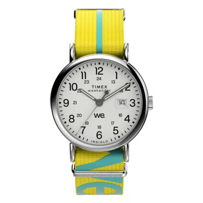 Timex Weekender 40mm Yellow Nylon Strap Unisex Watch In Green