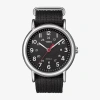 Timex Weekender Black Fabric Strap Watch T2n647 In Black