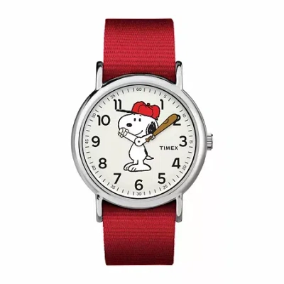 Timex Weekender Peanuts Peanuts Unisex Adult Red Strap Watch Tw2r41400jt In Multi