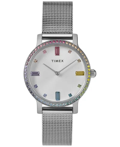 Timex Women's Analog Silver-tone Stainless Steel Watch, 31mm In Silver Tone
