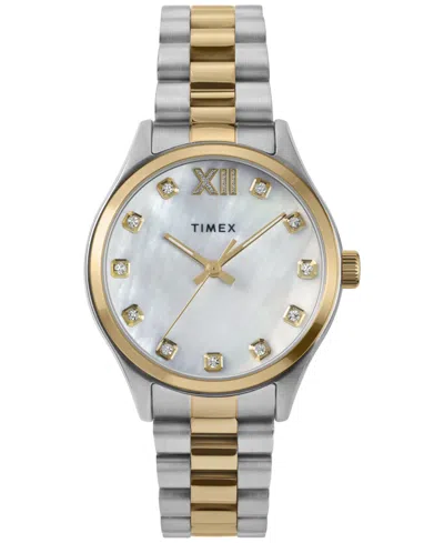 Timex Women's Analog Two-tone Stainless Steel Watch, 34mm