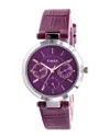 Timex Multifunction Leather Ladies Watch In Purple
