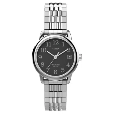 Timex Women's Easy Reader Black Round 25mm In Metallic