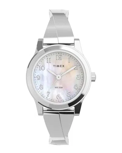 Timex Main Street Quartz Pearl Dial Ladies Watch In Metallic