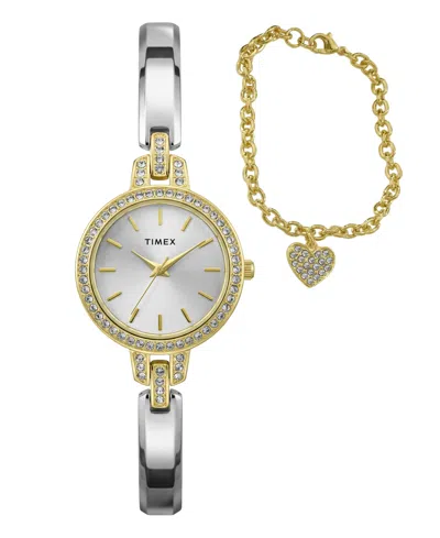 Timex Women's Quartz Analog Aveline Two-tone Alloy Watch 28mm In Gold