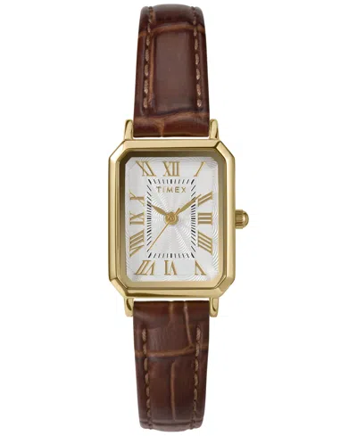 Timex Women's Quartz Analog Trend Brown Leather Watch 21mm