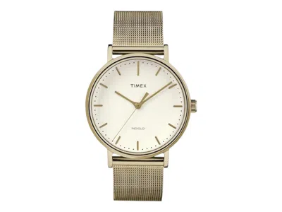 Pre-owned Timex Women's  Fairfield Goldtone Mesh Tw2r26500 Watch In Brass