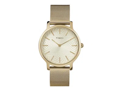 Pre-owned Timex Women's  Transcend Minimalist Tw2r36100 Watch In Brass In Gold