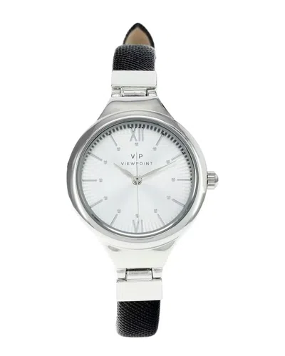 Timex Viewpoint Silver-tone Black Leather Ladies Watch In Transparent