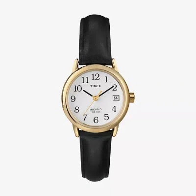 Timex Womens Black Leather Strap Watch 2h341