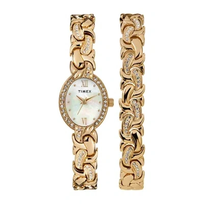 Timex Womens Gold Tone Bracelet Watch Tw2t49900ji In Transparent