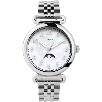 Timex Womens Model 23 38mm Silver-tone Case Mop Dial Bracelet In Metallic
