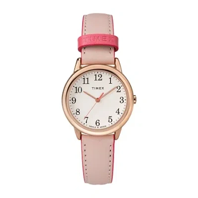 Timex Womens Pink Leather Strap Watch Tw2r62800jt In Transparent