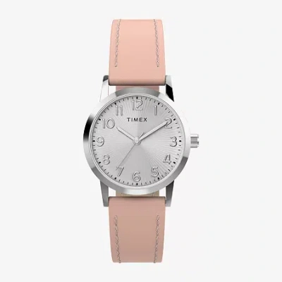 Timex Womens Pink Leather Strap Watch Tw2y67000jt