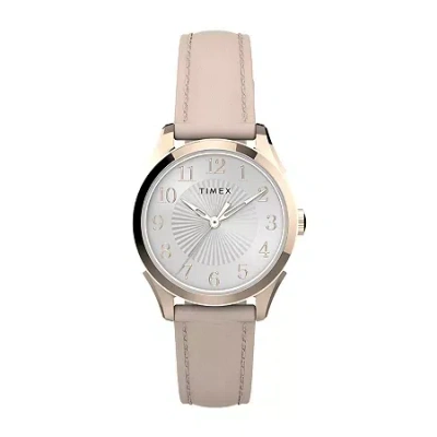 Timex Womens Rose Goldtone Leather Strap Watch Tw2t66500jt In White