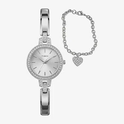 Timex Womens Silver Tone 2-pc. Watch Boxed Set Twg067700vq In Green