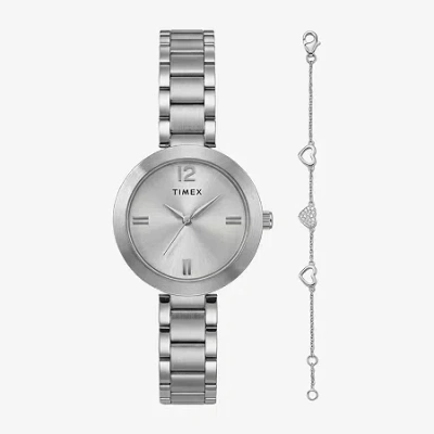 Timex Womens Silver Tone 2-pc. Watch Boxed Set Twg068000ji In Metallic