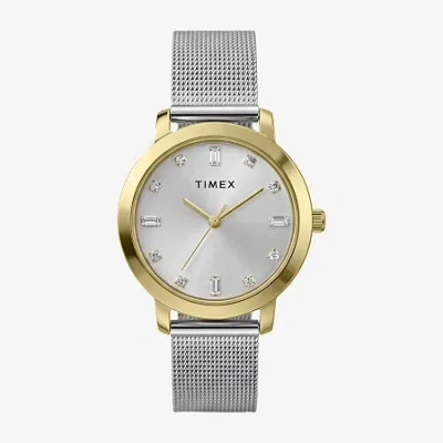 Timex Womens Silver Tone Stainless Steel Bracelet Watch Tw2y48800jt In White