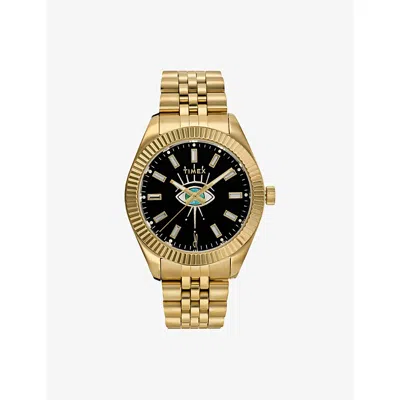 Timex Womens  X Jacquie Aiche Eclipse Stainless-steel Quartz Watch 36mm Gold Tone
