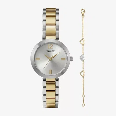 Timex Womens Two Tone Watch Boxed Set Twg068200ji In Gold