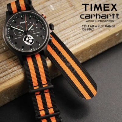 Pre-owned Timex X Carhartt Wip Range Callied Chronograph Watch I029862 2 Straps