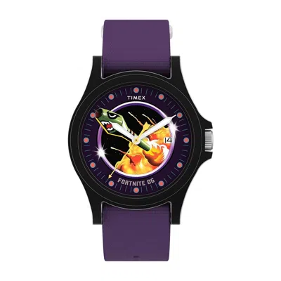 Timex X Fortnite Acadia Quartz Purple Dial Mens Watch In Multi