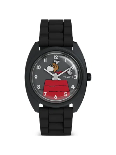 Timex X Peanuts 1979 Reissue 37mm Watch In Black
