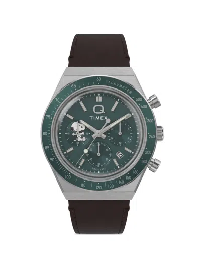 Timex X Peanuts® Q Chronograph 40mm Watch In Green