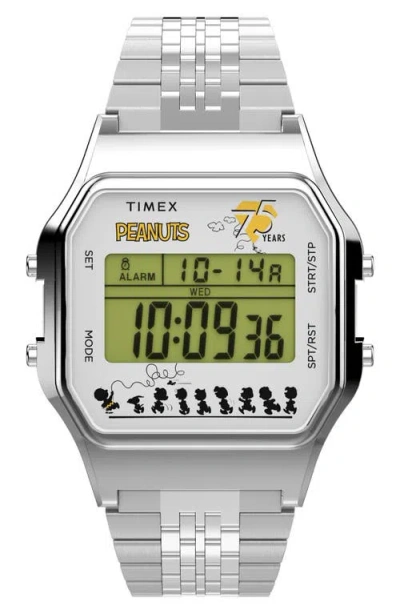 Timex ® X Peanuts® T80 75th Anniversary Edition Bracelet Watch, 34mm In Metallic