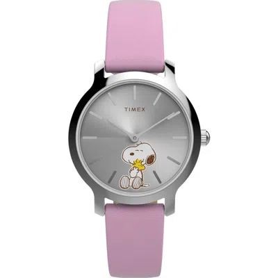 Timex ® X Peanuts® Transcend Snoopy Hug Leather Strap Watch, 31mm In Multi