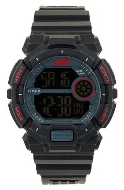 Timex ® X Ufc Striker Silicone Strap Digital Watch, 50mm