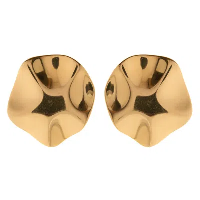 Timi Of Sweden Women's Gold Amélie - Hammered Round Large Stud Earring Stainless Steel