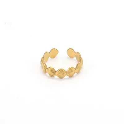 Timi Of Sweden Women's Gold Ane - Seashell Adjustable Ring Stainless Steel