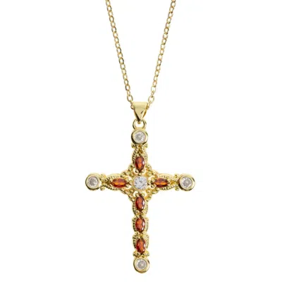 Timi Of Sweden Women's Gold Azura - Crystal Cross Necklace