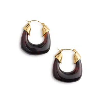 Timi Of Sweden Women's Gold / Brown Carmen - Resin Earrings Stainless Steel