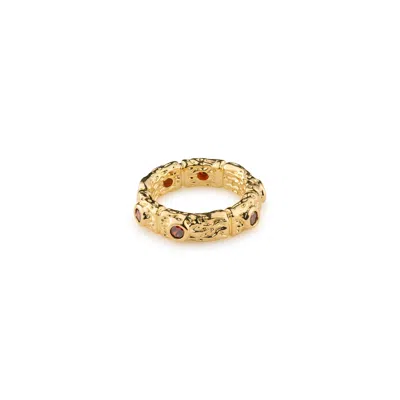 Timi Of Sweden Women's Gold Camille - Chunky Red Crystal Ring