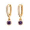 Timi Of Sweden Women's Gold Dina - Purple Crystal Hoop Earrings