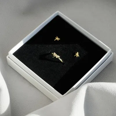 Timi Of Sweden Women's Gold Dragonfly Ring & Earrings Gift Set