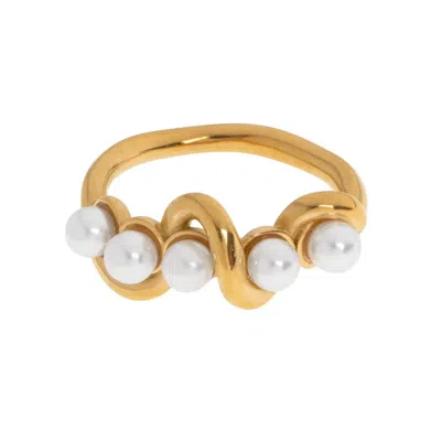 Timi Of Sweden Women's Gold Estelle - Pearl Ring