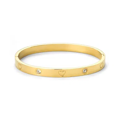 Timi Of Sweden Women's Gold Gia - Crystal Heart Bangle Bracelet Stainless Steel
