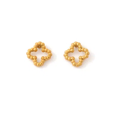 Timi Of Sweden Women's Gold Irma - Clover Stud Earrings Stainless Steel